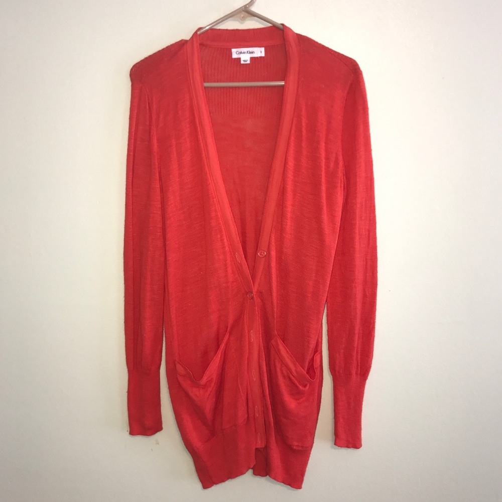 Orange Cardigan Sweater